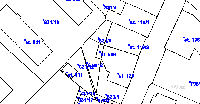 Parcela st. 699 v KÚ Daliměřice, Katastrální mapa
