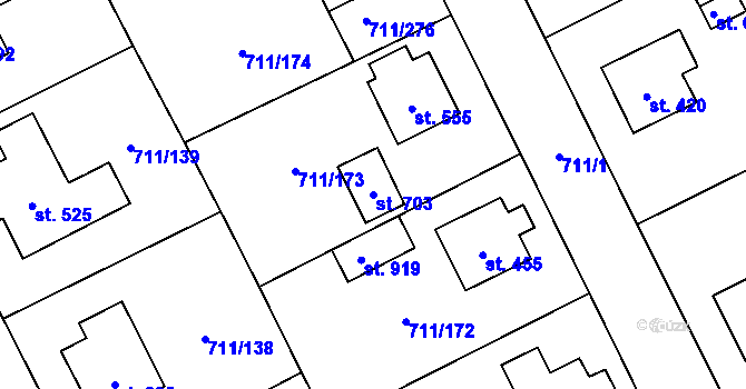 Parcela st. 703 v KÚ Daliměřice, Katastrální mapa