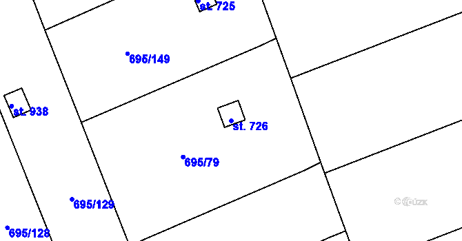 Parcela st. 726 v KÚ Daliměřice, Katastrální mapa