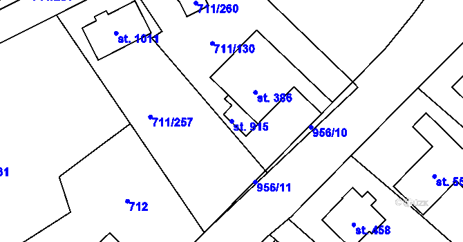 Parcela st. 915 v KÚ Daliměřice, Katastrální mapa