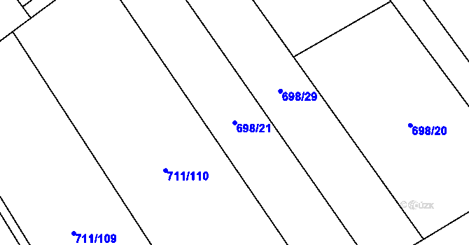 Parcela st. 698/21 v KÚ Daliměřice, Katastrální mapa