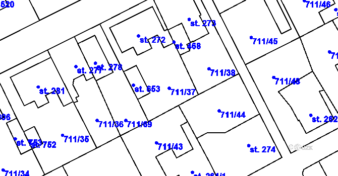 Parcela st. 711/37 v KÚ Daliměřice, Katastrální mapa