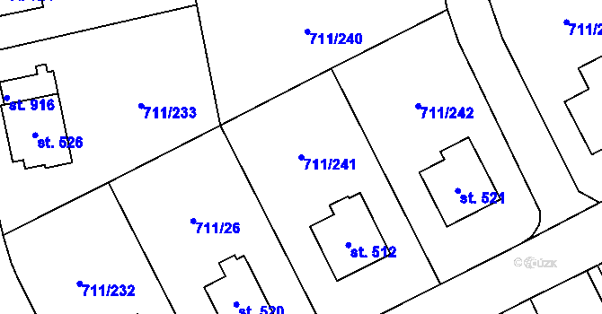 Parcela st. 711/241 v KÚ Daliměřice, Katastrální mapa