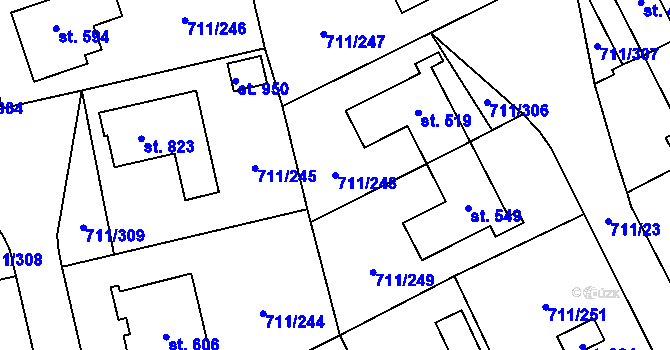 Parcela st. 711/248 v KÚ Daliměřice, Katastrální mapa