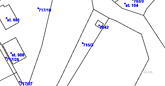 Parcela st. 715/3 v KÚ Daliměřice, Katastrální mapa