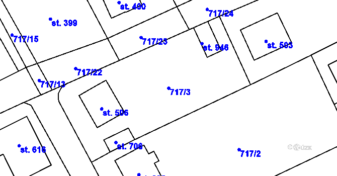 Parcela st. 717/3 v KÚ Daliměřice, Katastrální mapa