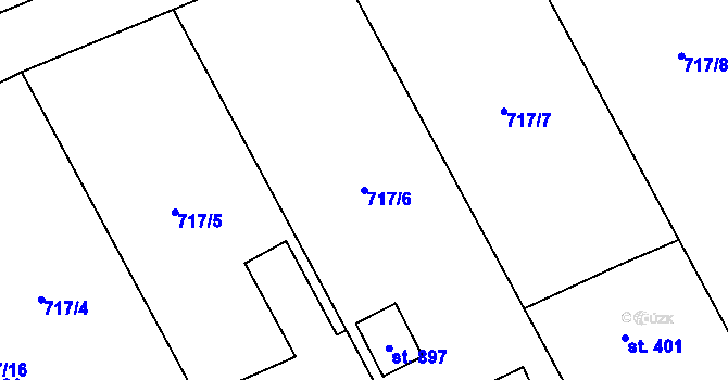 Parcela st. 717/6 v KÚ Daliměřice, Katastrální mapa