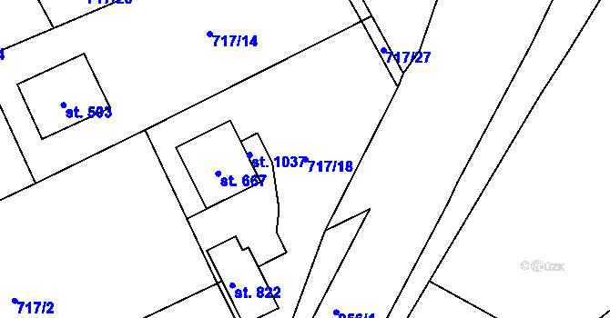 Parcela st. 717/18 v KÚ Daliměřice, Katastrální mapa