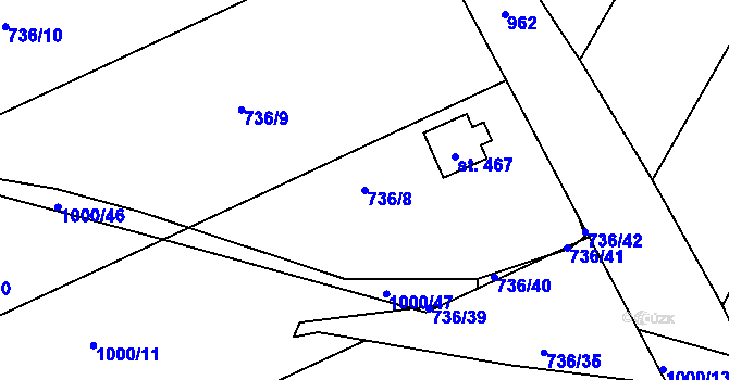 Parcela st. 736/8 v KÚ Daliměřice, Katastrální mapa