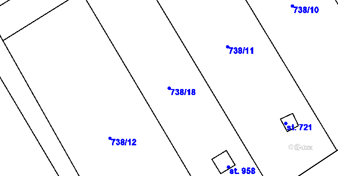 Parcela st. 738/18 v KÚ Daliměřice, Katastrální mapa