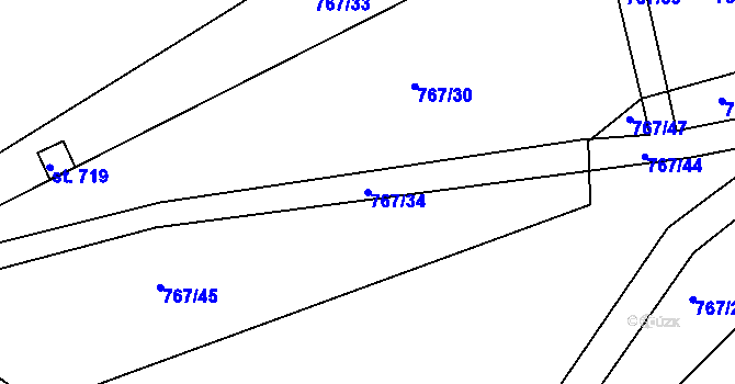 Parcela st. 767/34 v KÚ Daliměřice, Katastrální mapa