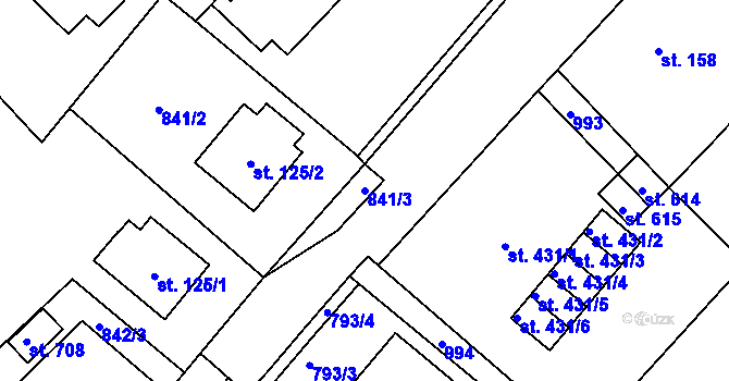 Parcela st. 841/3 v KÚ Daliměřice, Katastrální mapa