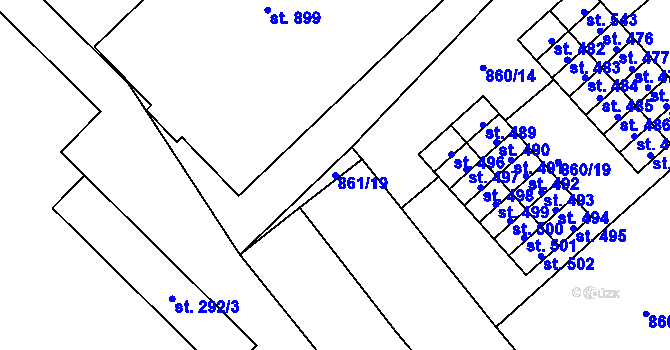 Parcela st. 861/19 v KÚ Daliměřice, Katastrální mapa