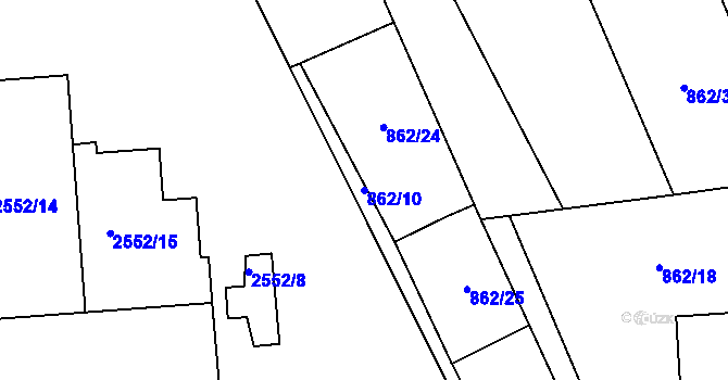 Parcela st. 862/10 v KÚ Daliměřice, Katastrální mapa