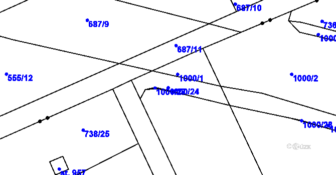 Parcela st. 1000/24 v KÚ Daliměřice, Katastrální mapa