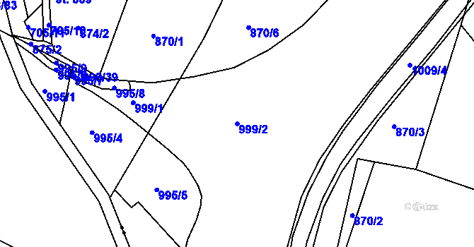 Parcela st. 999/2 v KÚ Daliměřice, Katastrální mapa