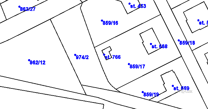 Parcela st. 766 v KÚ Daliměřice, Katastrální mapa