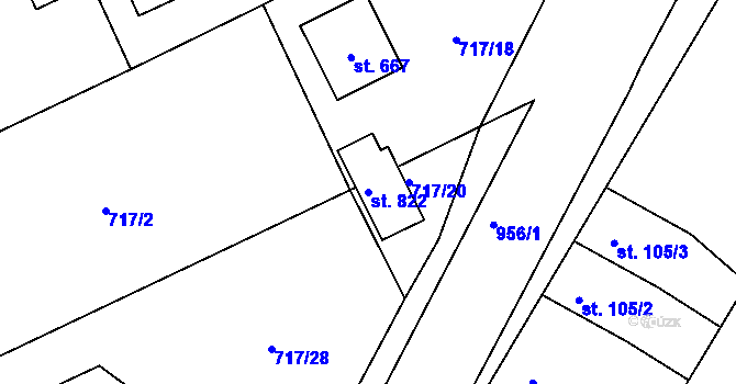 Parcela st. 822 v KÚ Daliměřice, Katastrální mapa