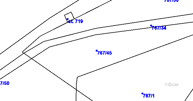 Parcela st. 767/45 v KÚ Daliměřice, Katastrální mapa