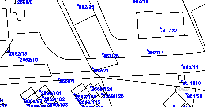 Parcela st. 862/26 v KÚ Daliměřice, Katastrální mapa
