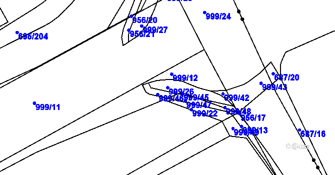 Parcela st. 999/26 v KÚ Daliměřice, Katastrální mapa