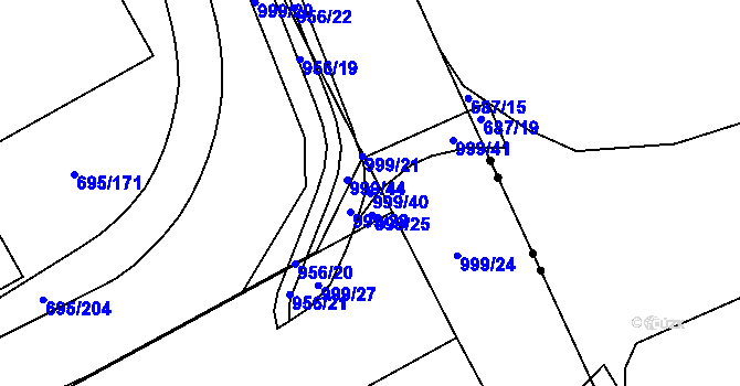 Parcela st. 999/40 v KÚ Daliměřice, Katastrální mapa