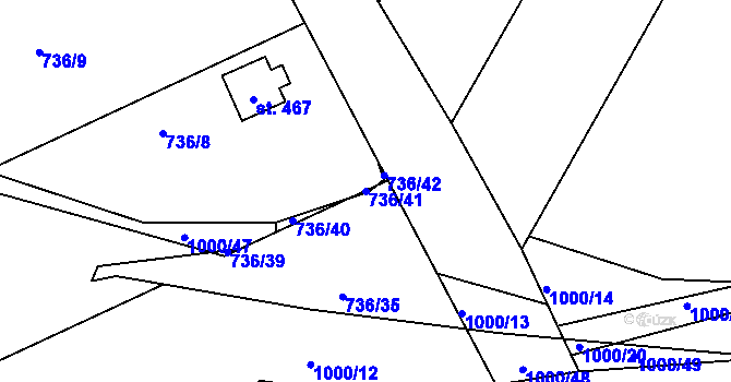 Parcela st. 736/41 v KÚ Daliměřice, Katastrální mapa