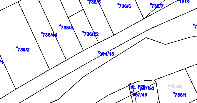 Parcela st. 964/13 v KÚ Daliměřice, Katastrální mapa