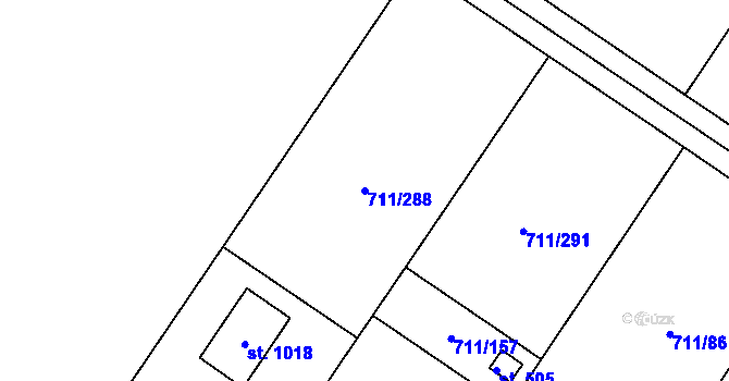 Parcela st. 711/288 v KÚ Daliměřice, Katastrální mapa