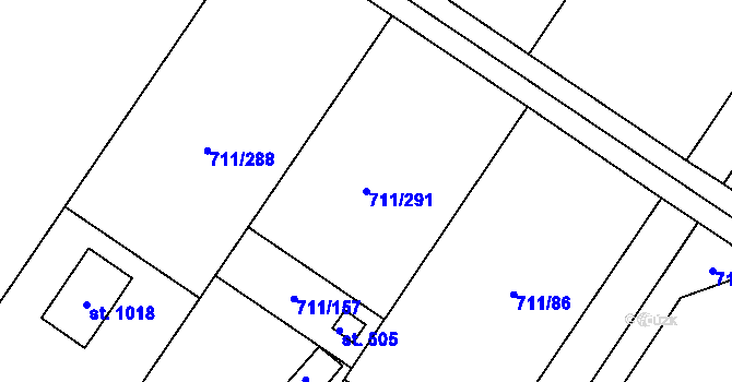 Parcela st. 711/291 v KÚ Daliměřice, Katastrální mapa