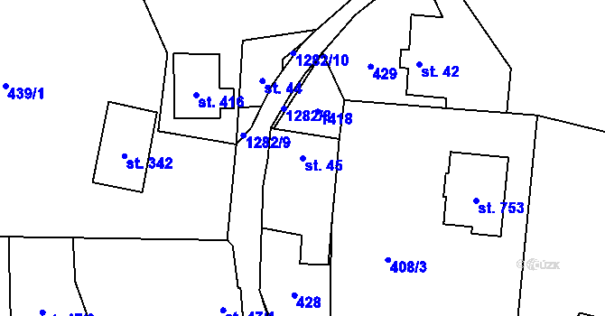 Parcela st. 45 v KÚ Mašov u Turnova, Katastrální mapa