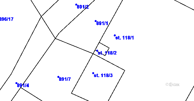 Parcela st. 118/2 v KÚ Mašov u Turnova, Katastrální mapa