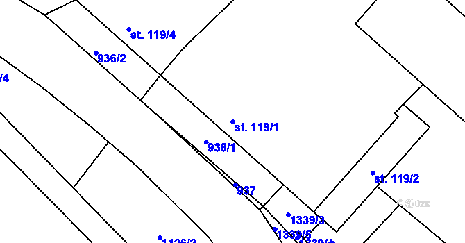 Parcela st. 119/1 v KÚ Mašov u Turnova, Katastrální mapa