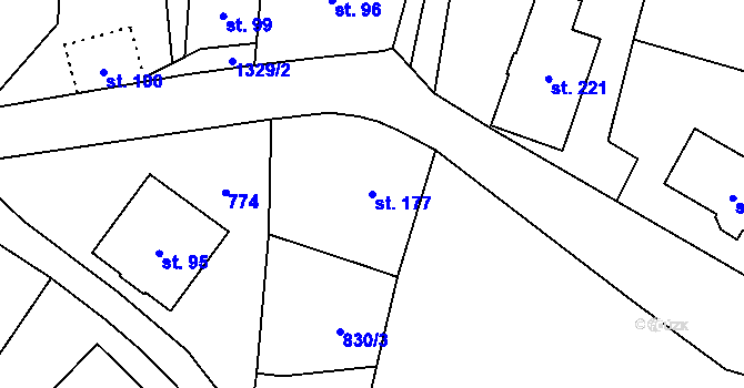 Parcela st. 177 v KÚ Mašov u Turnova, Katastrální mapa