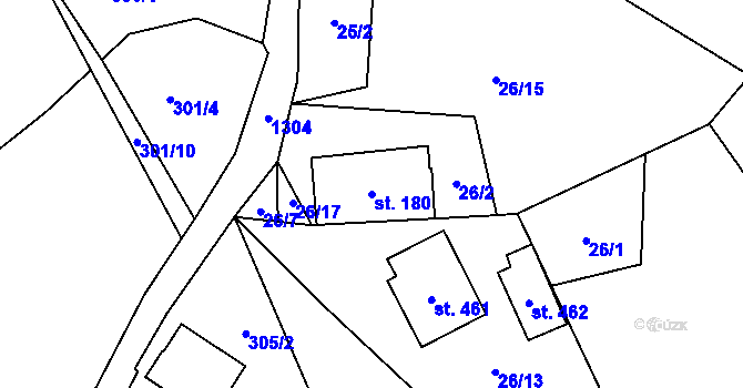 Parcela st. 180 v KÚ Mašov u Turnova, Katastrální mapa