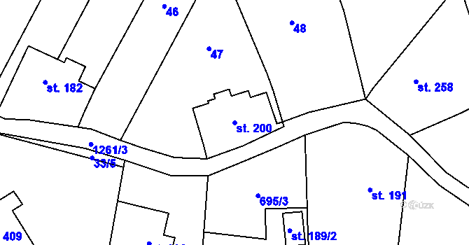 Parcela st. 200 v KÚ Mašov u Turnova, Katastrální mapa