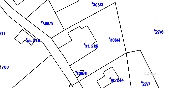 Parcela st. 226 v KÚ Mašov u Turnova, Katastrální mapa