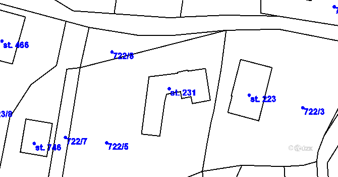 Parcela st. 231 v KÚ Mašov u Turnova, Katastrální mapa