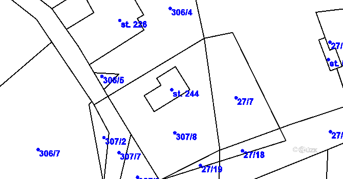 Parcela st. 244 v KÚ Mašov u Turnova, Katastrální mapa