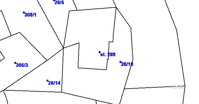 Parcela st. 289 v KÚ Mašov u Turnova, Katastrální mapa