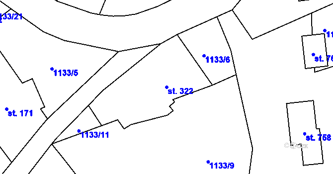 Parcela st. 322 v KÚ Mašov u Turnova, Katastrální mapa