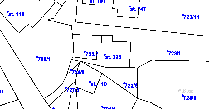 Parcela st. 323 v KÚ Mašov u Turnova, Katastrální mapa