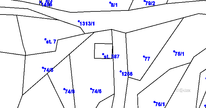 Parcela st. 387 v KÚ Mašov u Turnova, Katastrální mapa