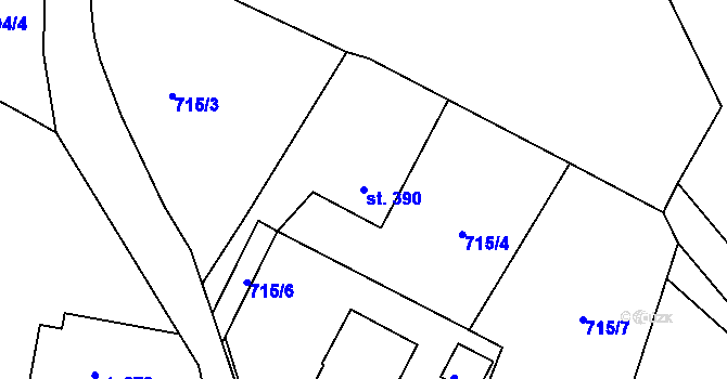 Parcela st. 390 v KÚ Mašov u Turnova, Katastrální mapa