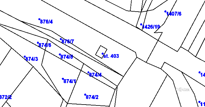 Parcela st. 403 v KÚ Mašov u Turnova, Katastrální mapa