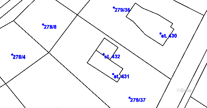 Parcela st. 432 v KÚ Mašov u Turnova, Katastrální mapa