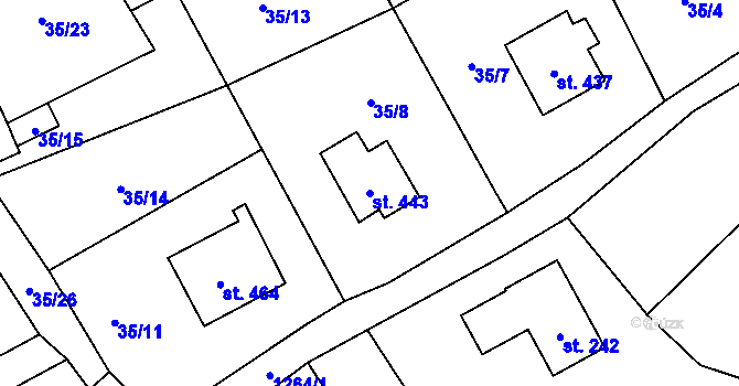 Parcela st. 443 v KÚ Mašov u Turnova, Katastrální mapa