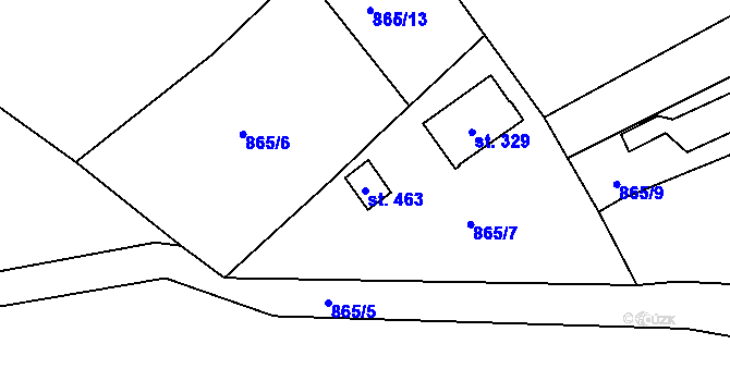 Parcela st. 463 v KÚ Mašov u Turnova, Katastrální mapa