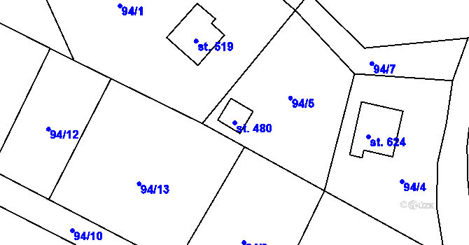 Parcela st. 480 v KÚ Mašov u Turnova, Katastrální mapa