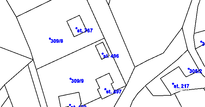 Parcela st. 496 v KÚ Mašov u Turnova, Katastrální mapa